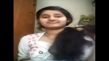 Indian cute girl playing with boobs for bf