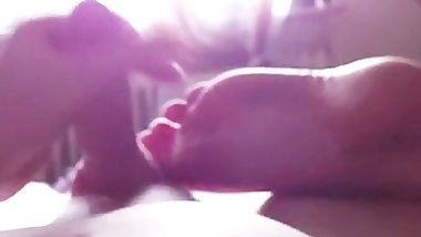 Small Three Inch Paki Penis gets Muslim Footjob from Paki Wifes Sweaty Foot