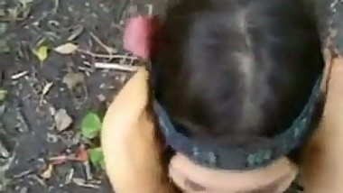 Girl dressed as an indian sucks cock in the woods