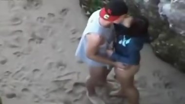 Couples wild fun in the beach