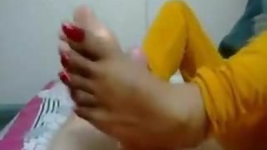 Indian Maid Giving a Footjob To Owner