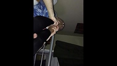 Sniffing sweaty soles heaven!