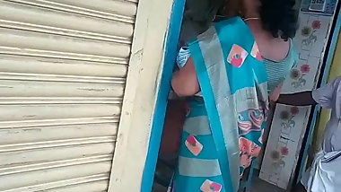 SATIN SILK SAREE AUNTY SEXY BACK