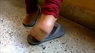 Candid indian dipping in flipflops