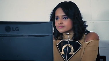 Hot superheroine fighting